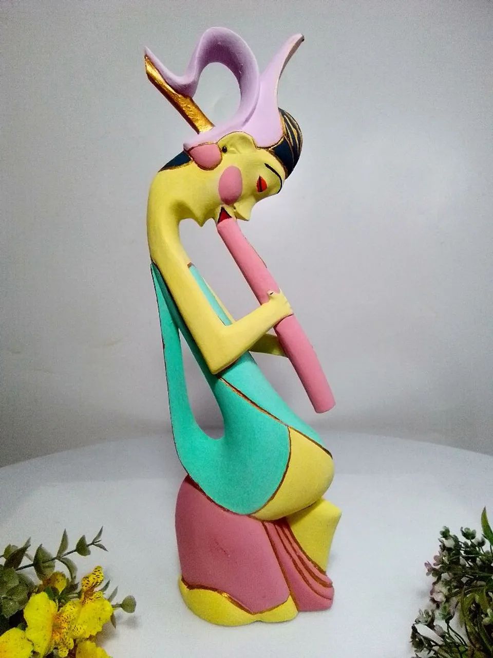 Antiga Estatueta Busto Suryak - Madeira de Bali 