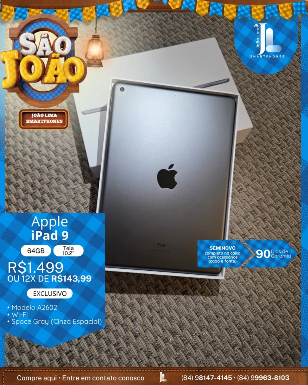 IPAD 9, 64GB, TELA 10.2?, SEMINOVO, EXCLUSIVO!