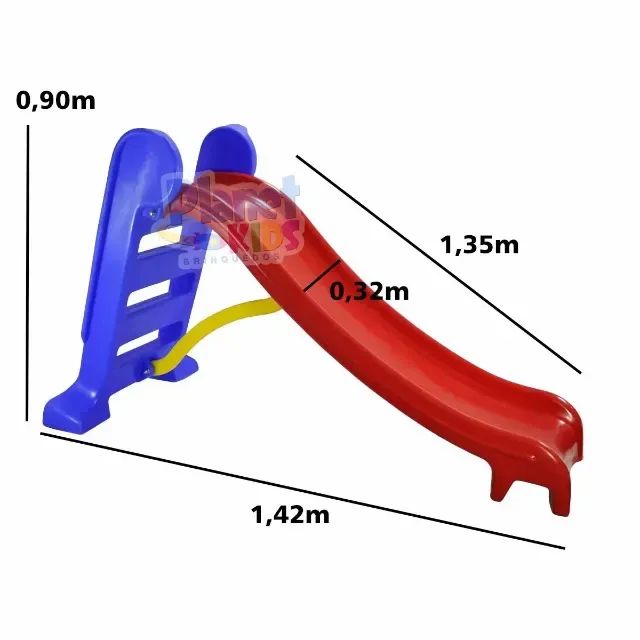 Escorregador 3 Degraus Infantil - Escorrega Azul e Escada Vermelha - Foto 2