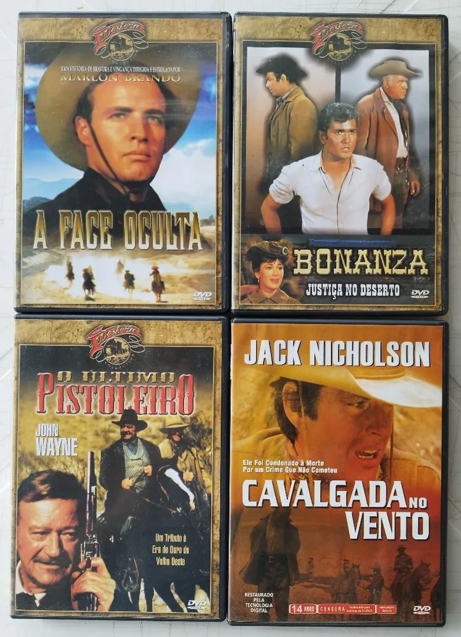 Filmes faroeste, 4 DVDs.