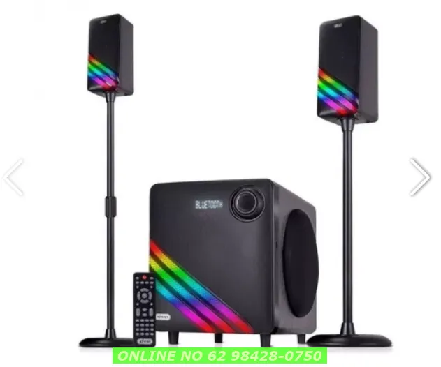 Caixa De Som Para Tv Smart Soundbar Subwoofer Led Rgb P1 Usb