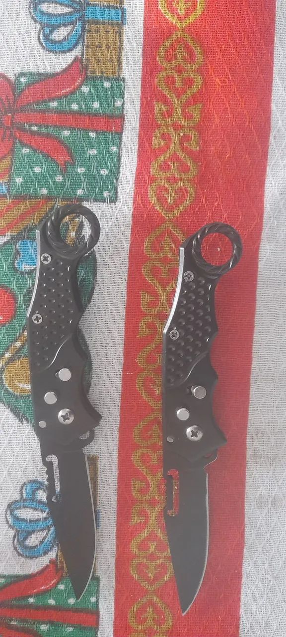 Canivete Automático com Trava Aço Inox Preto Saque Rápido para Pesca Camping - Foto 3