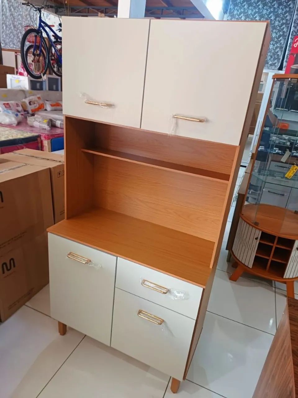 Armário de Cozinha com 4 Portas e Prateleiras