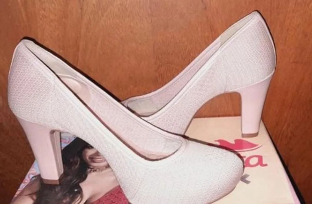 Sapatos de Salto Rosa/ Bege - Foto 2