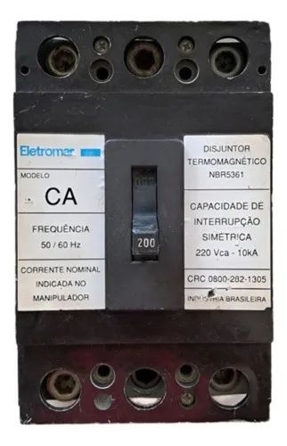 Disjuntor Caixa Moldada Eletromar 3p 200a Ca