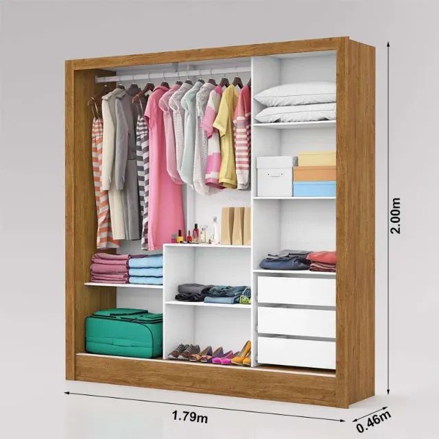 Guarda Roupa Dubai 3 P 1 Espelho 1,80 m - Produto Novo! Pronta Entrega!  - Foto 3