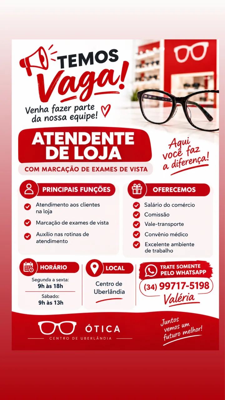 Atendente de ótica 