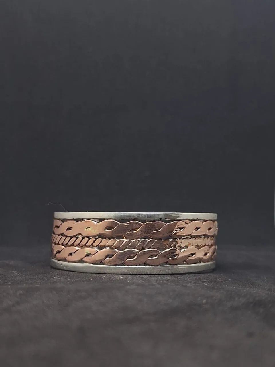 Bracelete em cobre puro com prata