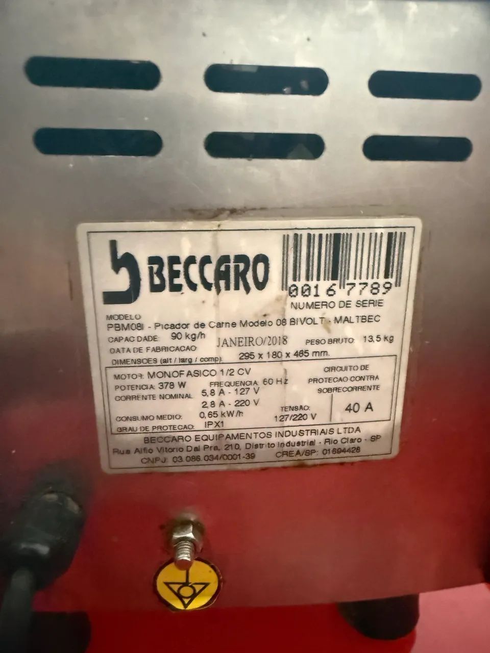 Moedor de Carne Beccaro PMB08 (Boca 8) - Bivolt - Profissional - Foto 3