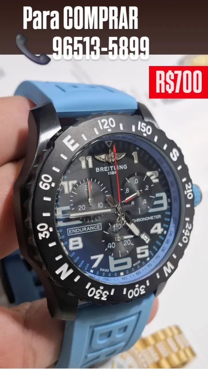Relógio BREITLING ENDURANCE MULTIFUNCIONAL PULSEIRA AZUL - Foto 2