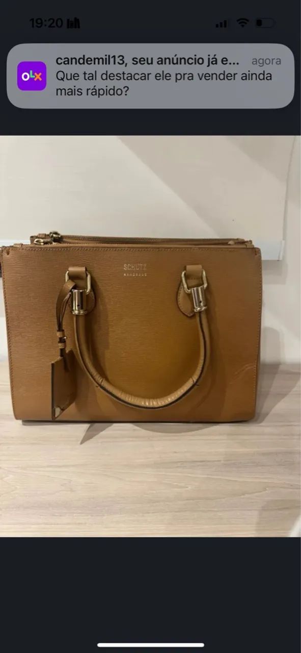 Bolsa Schultz Marrom em Couro  - Foto 3