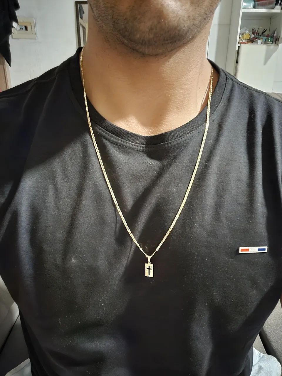 Corrente piastrine banhada a ouro 2mm 70 cm  - Foto 3