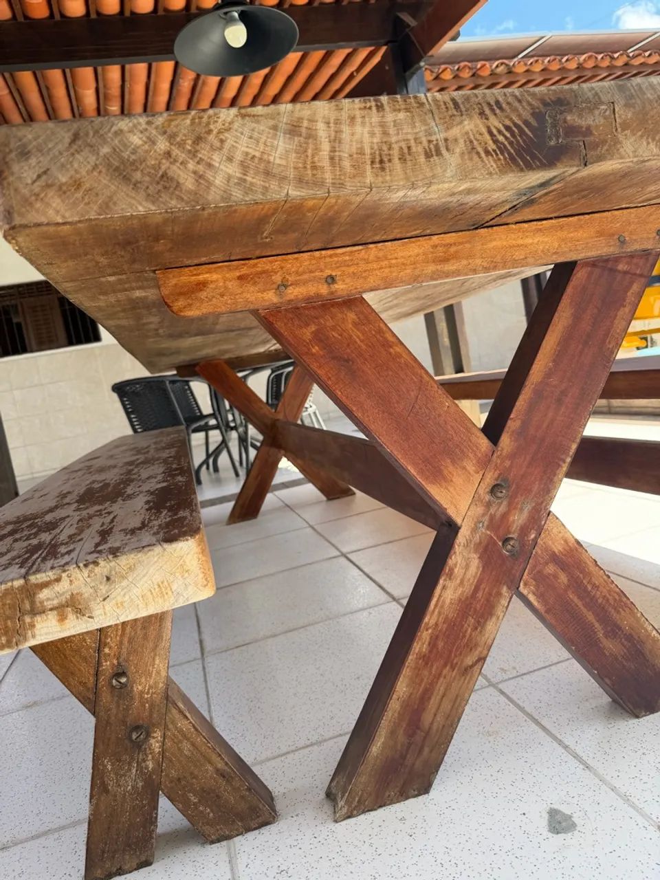Mesa e bancos em madeira  - Foto 3