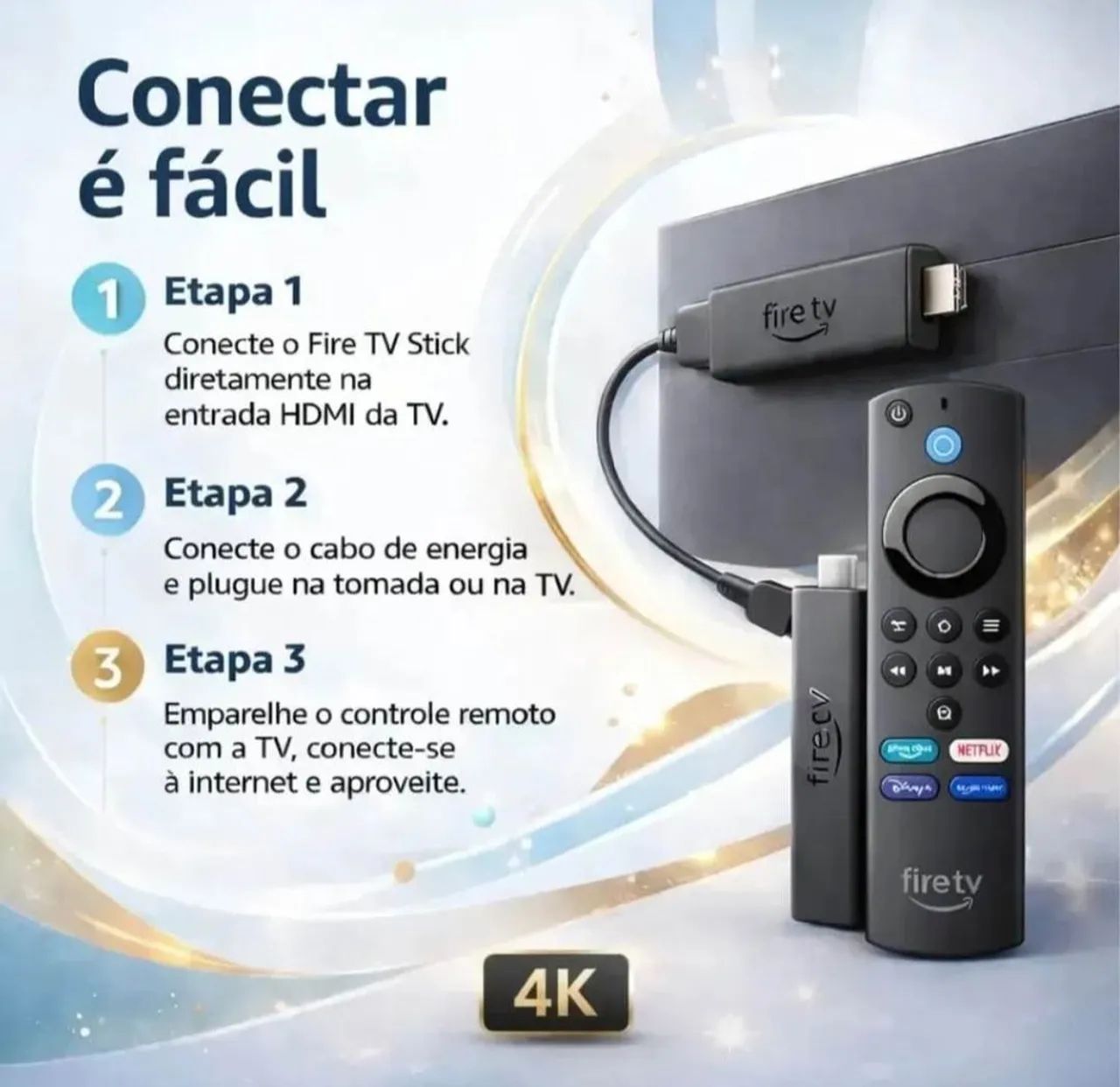 Dispositivo de Streaming Amazon Fire TV Stick 4K Select com Alexa e Wi-Fi - Foto 4