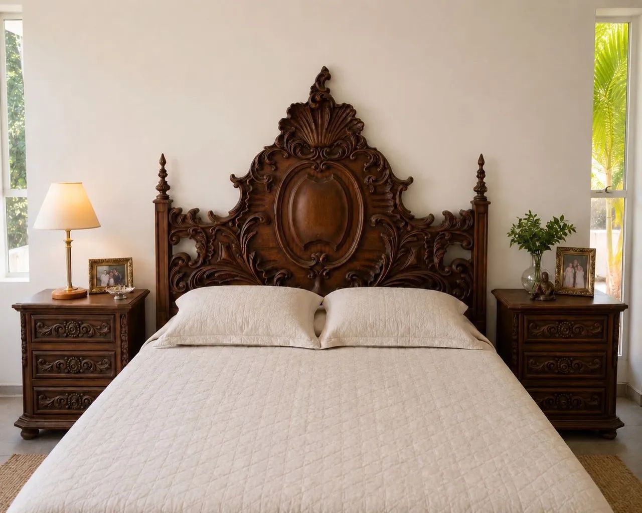 Cama madeira maciça + 2 Criados mudo