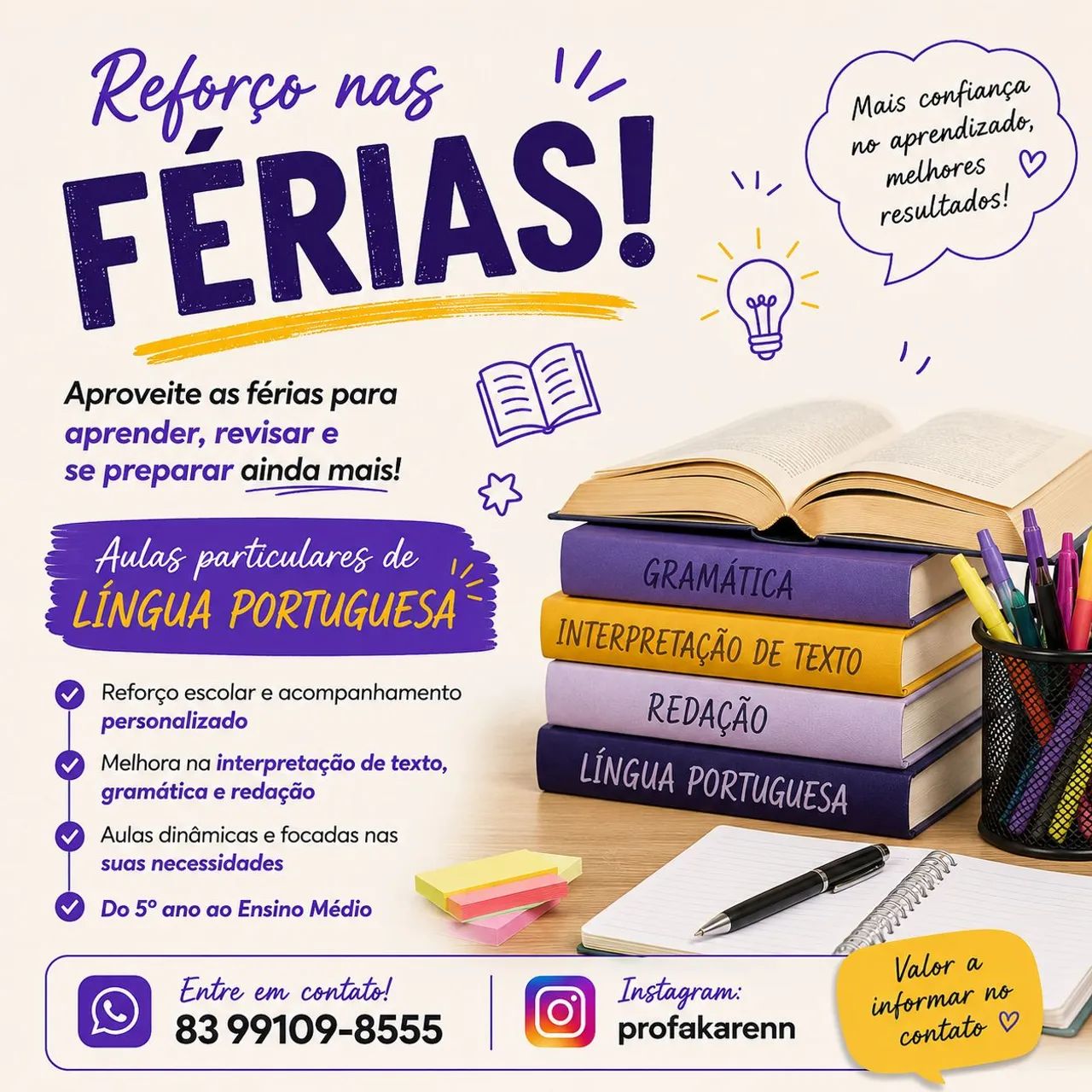 Aulas particulares/reforço escolar 