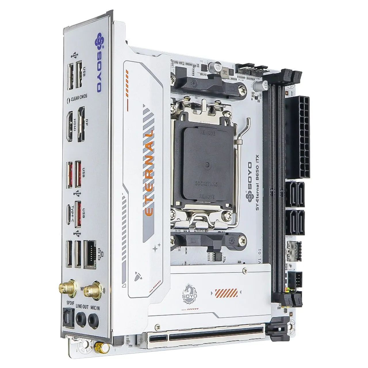 B650i Soyo AM5 Itx branca placa perfeita para builds ITX/SFF brancas - Foto 2