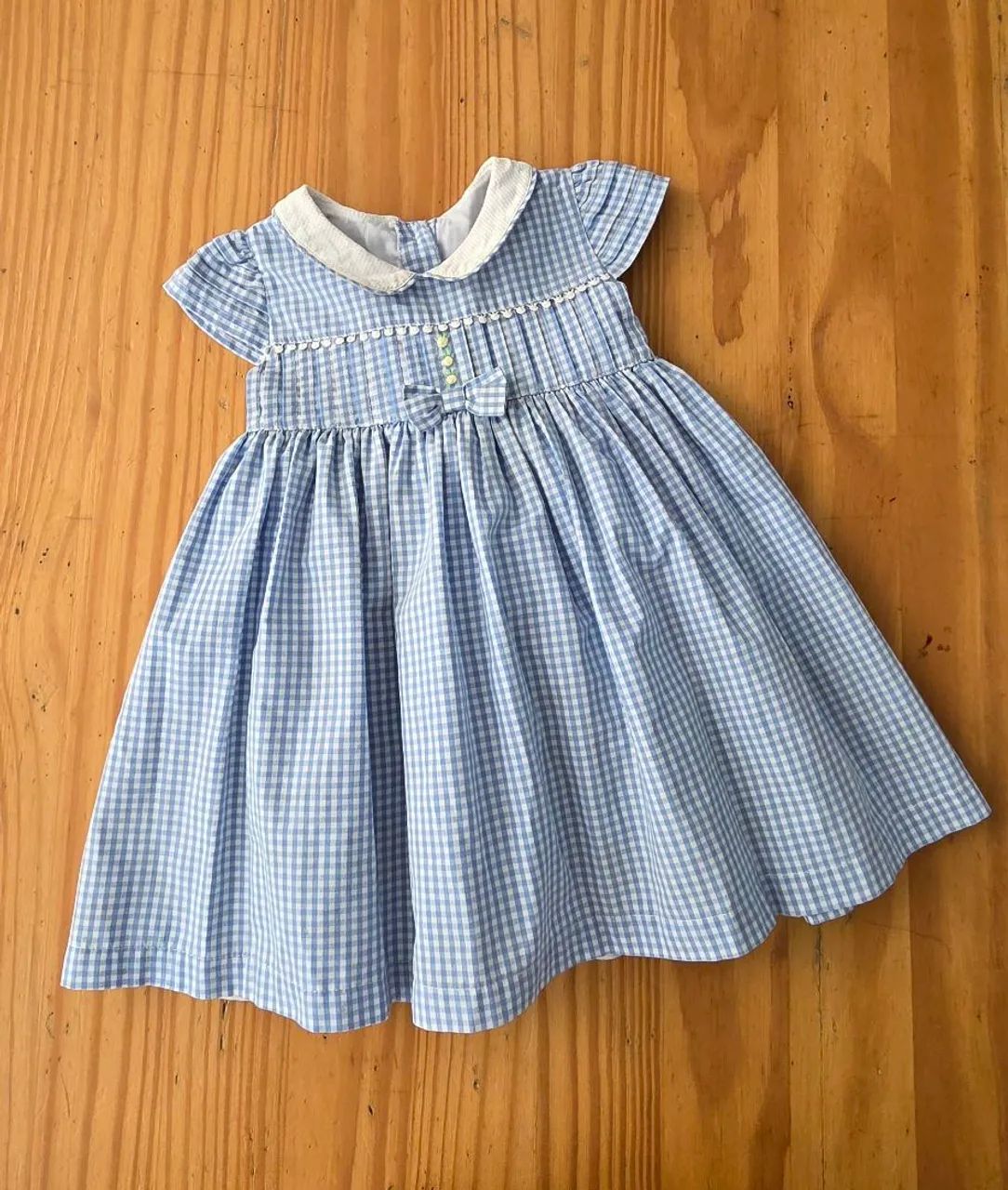 Vestido de Festa Xadrez Azul 12-18m