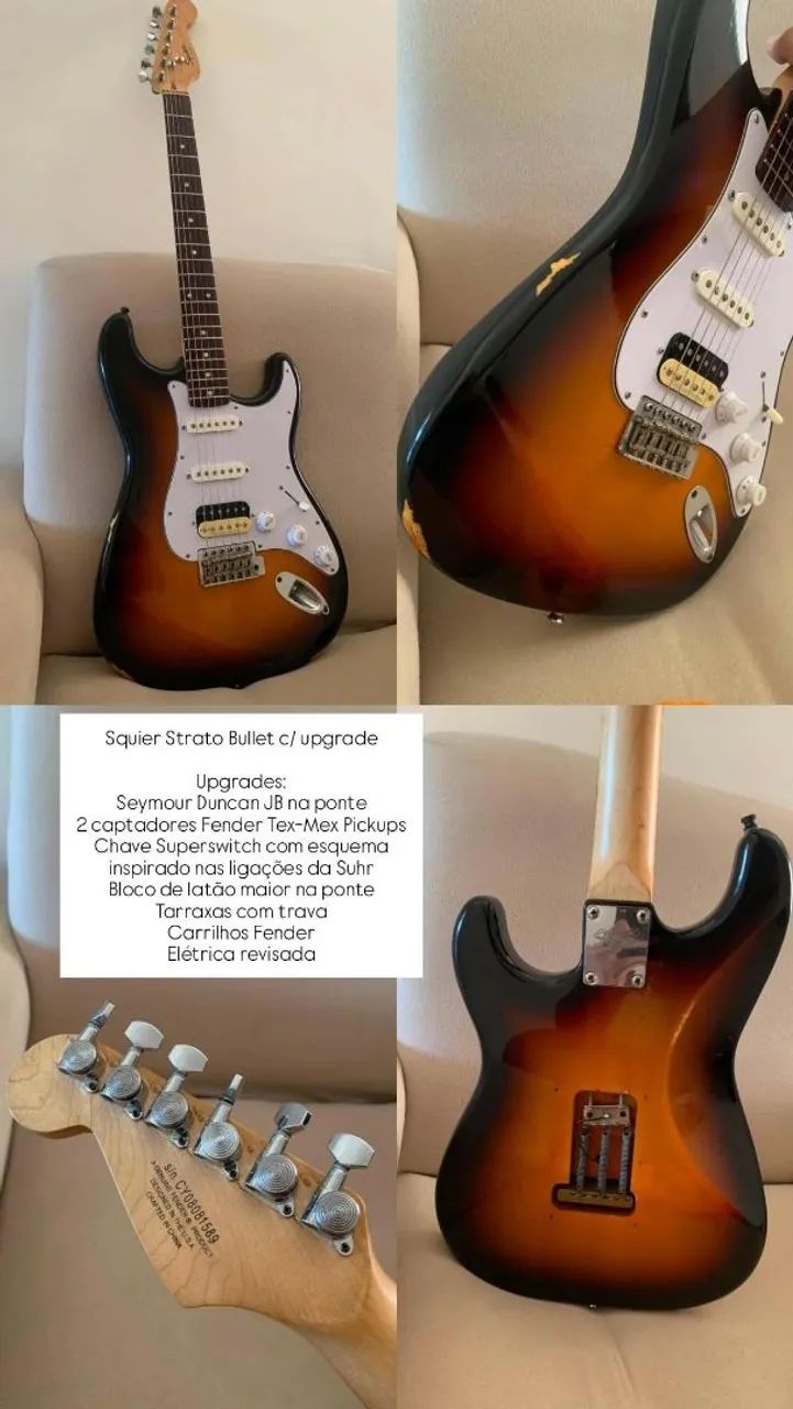 Squier com captação Seymour Duncan e Fender Tex Mex