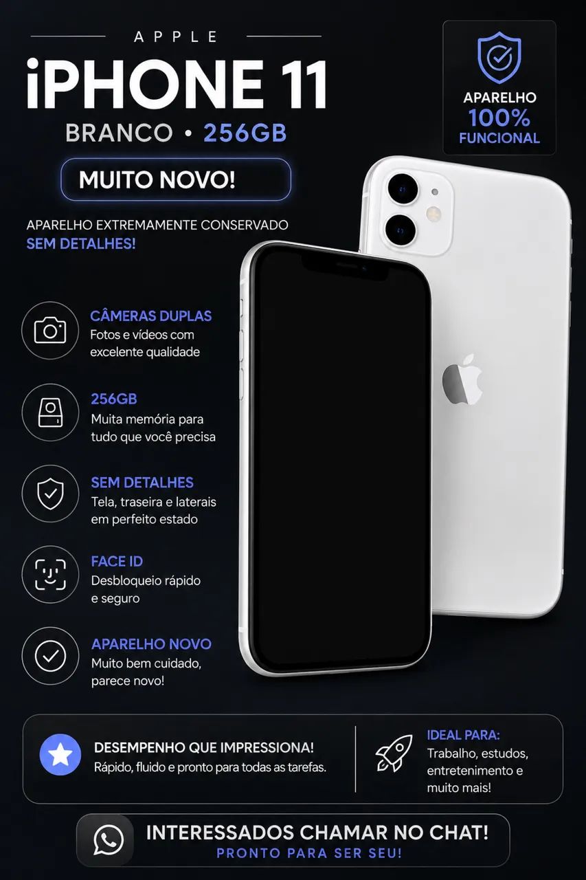 iPhone 11 Branco 256GB Conservado Sem Detalhes - Celulares e
