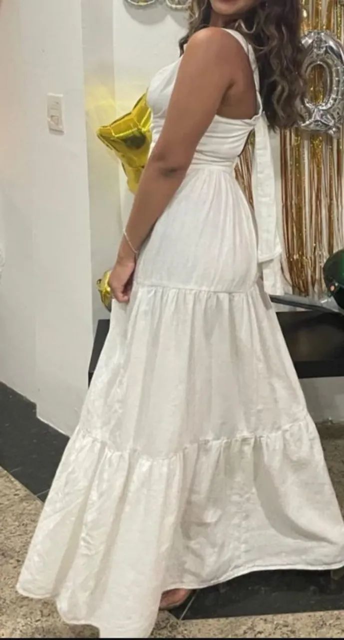VESTIDO LONGO BRANCO DE LINHO - Foto 3