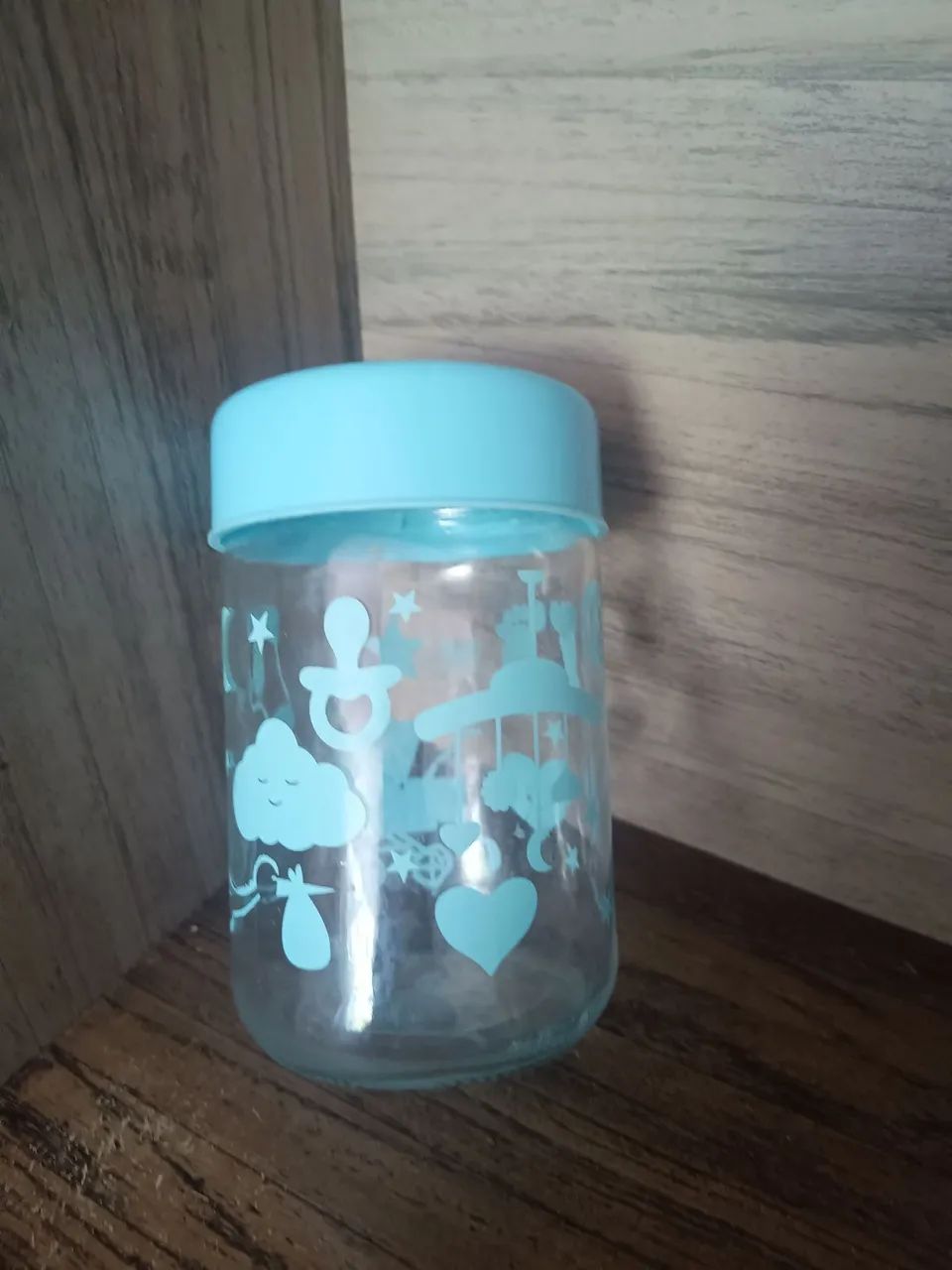 Pote de Vidro Decorado comTampa Tema Bebê  - Foto 3