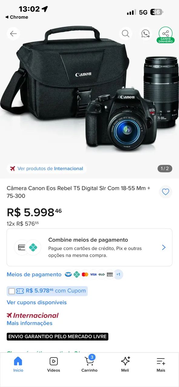 Câmera Canon Rebel T3  - Foto 2