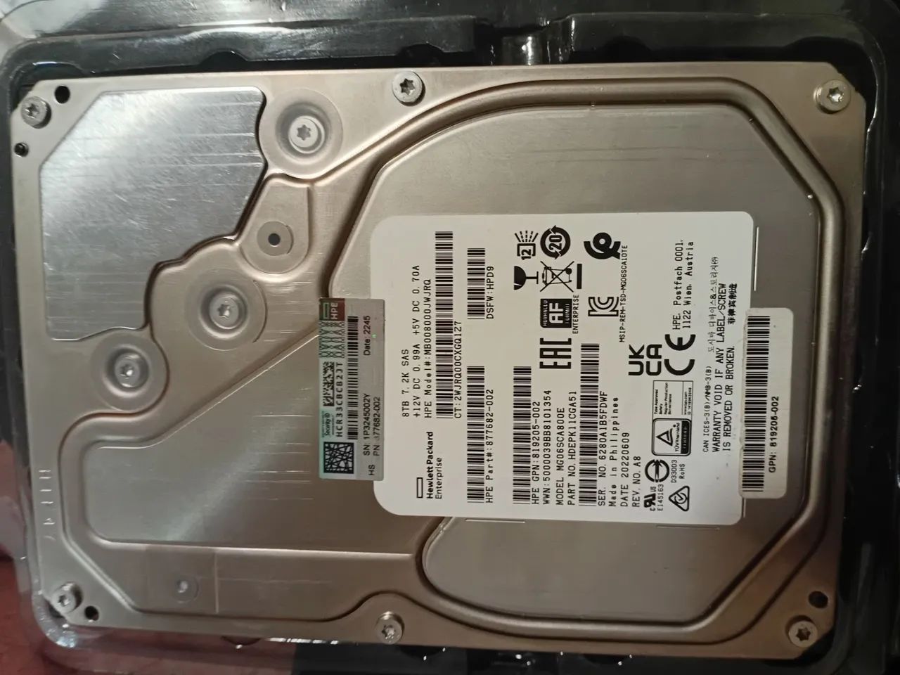 HD SAS 8GB HP novo