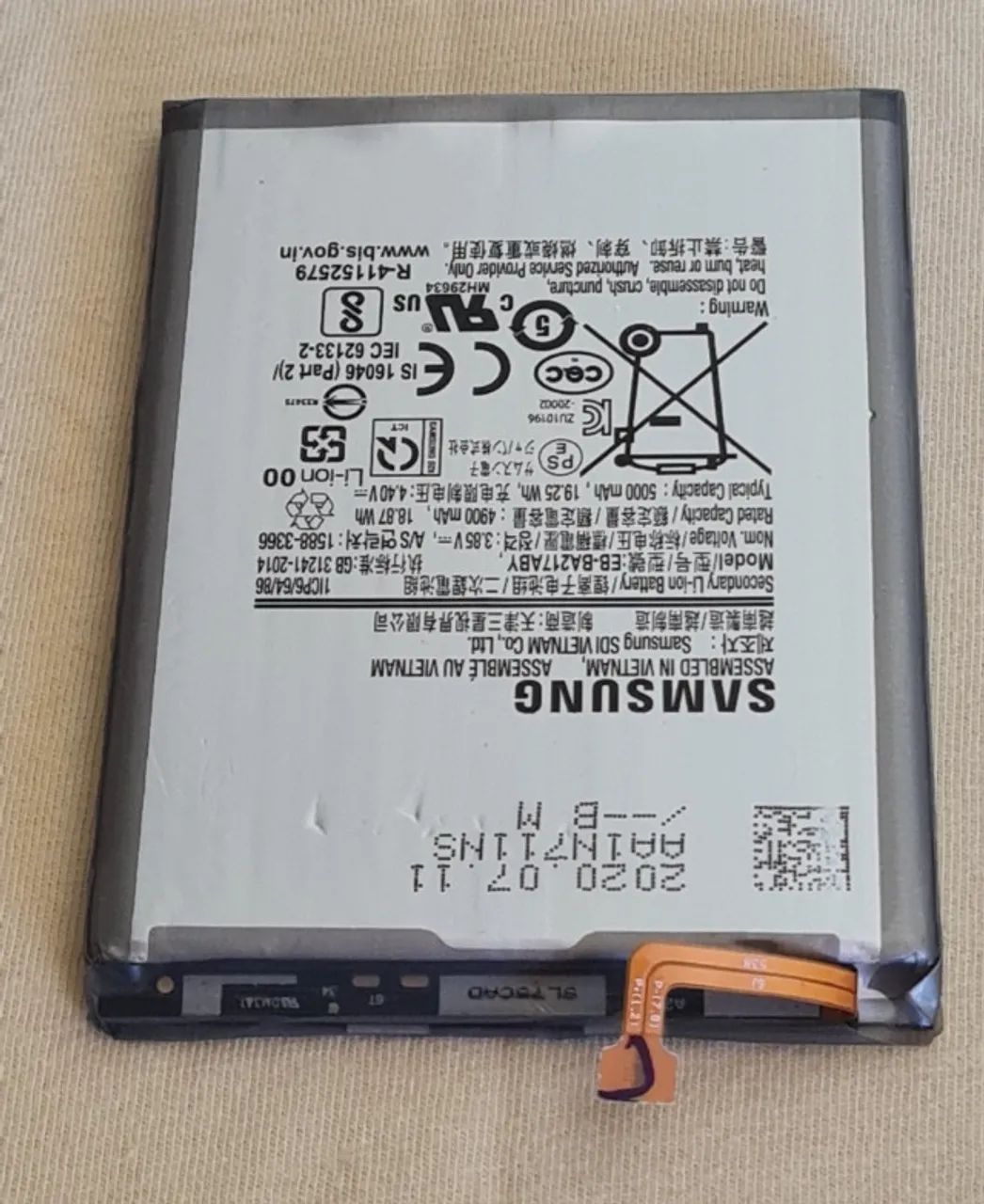 BATERIA SAMSUNG A21S EB-BA217ABY - ORIGINAL - RETIRADA - Foto 2