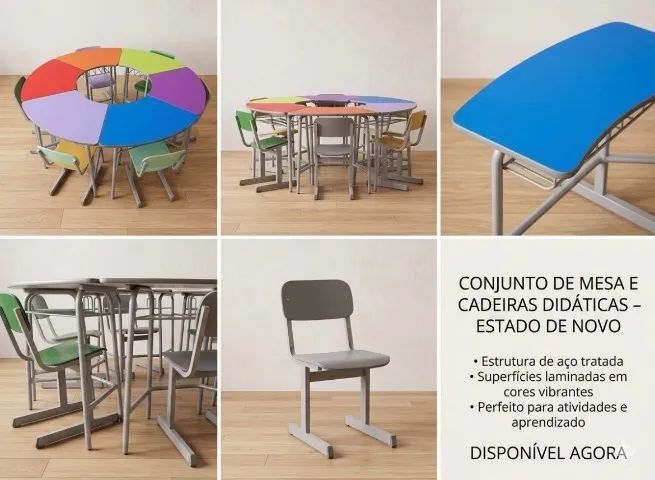 Conjunto de mesa e cadeiras didática infantil - Foto 2