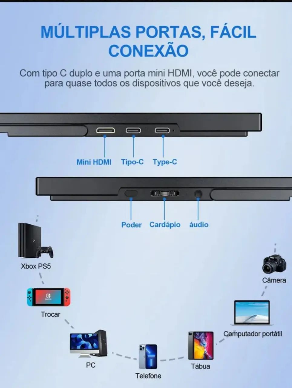 Monitor Portátil  com suporte incluso. - Foto 3