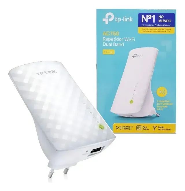 Repetidor Sinal Wi-Fi Tp-link RE200 AC750 Dual Band 2.4ghz/5ghz NOVO LACRADO