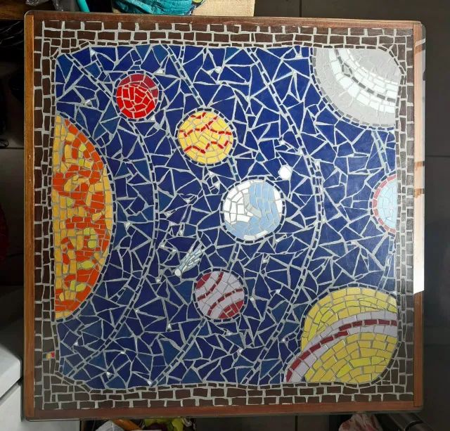 Mesa Mosaico tampo de Vidro de Jantar usada 