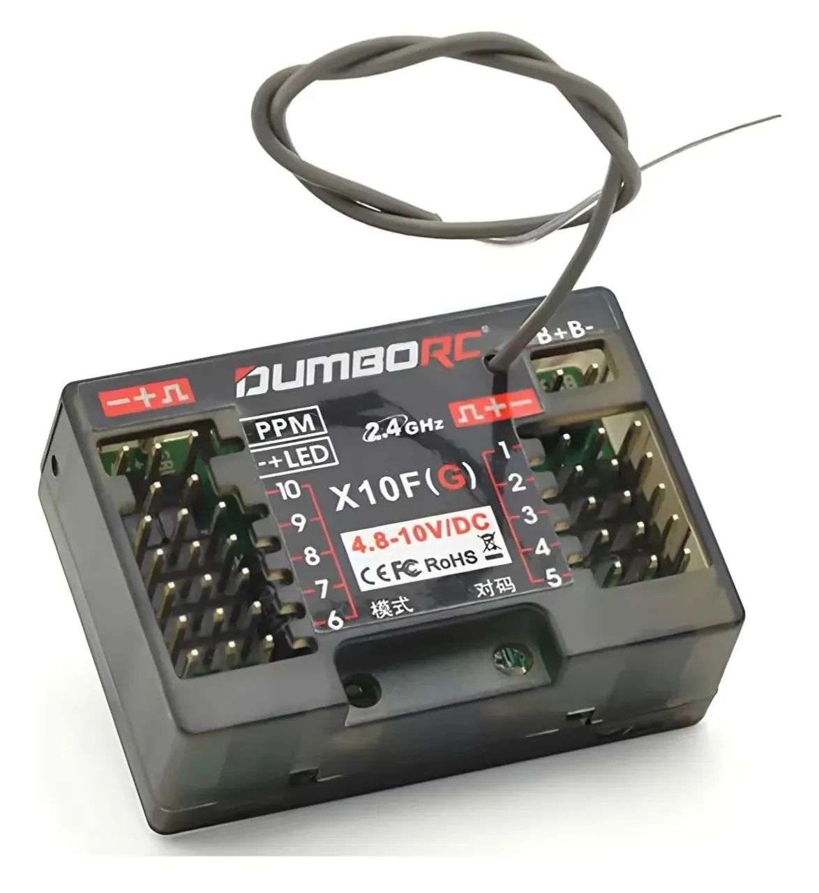 Receptor DumboRc X10f (G) de 10 Canais com Giroscópio 