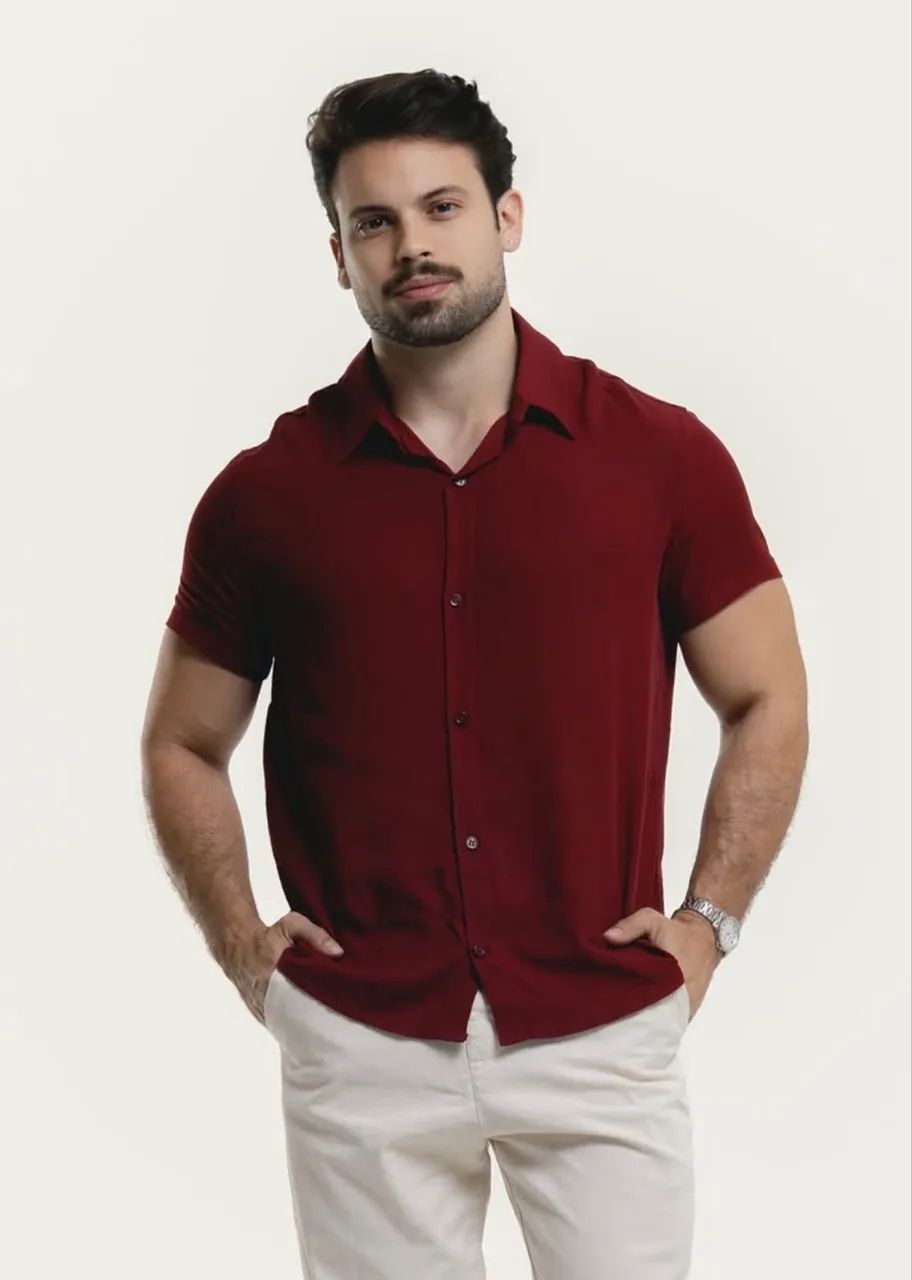 Camisa linho de botão masculina  - Foto 2