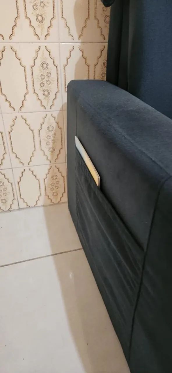 Sofá Cama 2 Lugares com Baú Veludo Azul - Foto 5