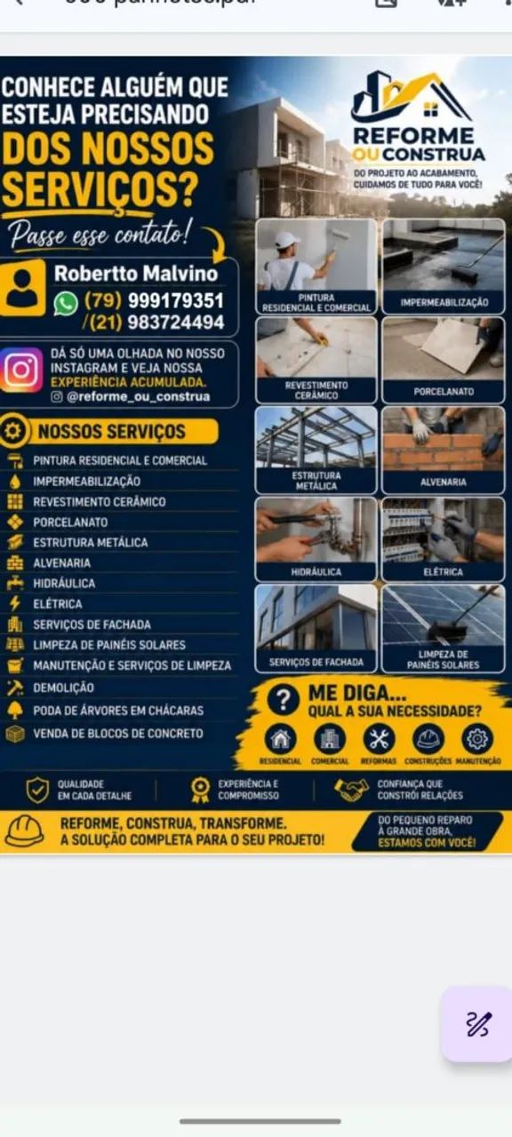 Reforma/ Construção e Serviços *