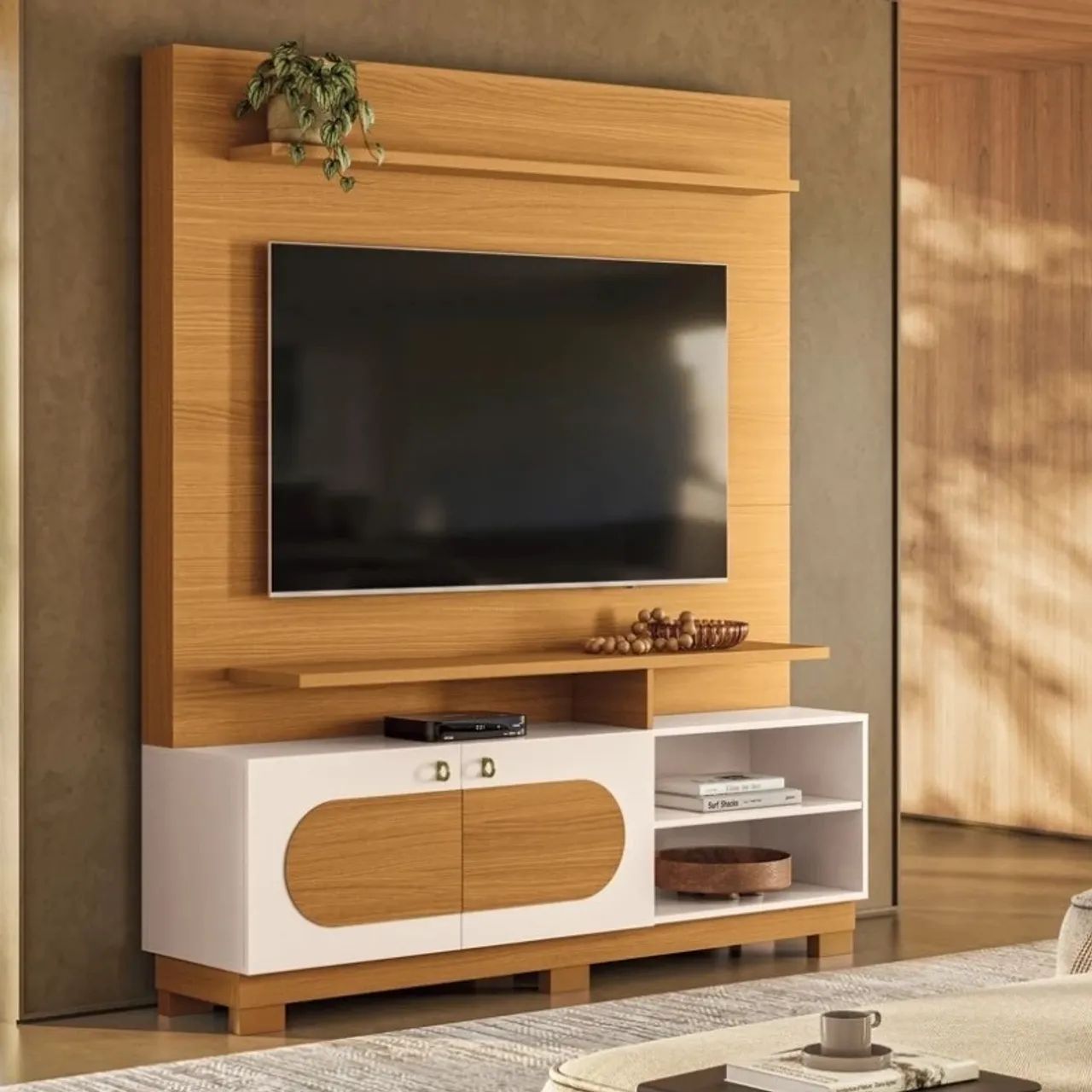 Home Theater Axis Larg. 1.60m Cinamomo/Off para TV's 60 Polegadas