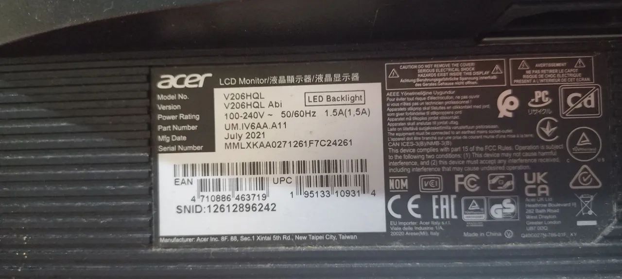 Monitor Acer para retirada de peças  - Foto 2