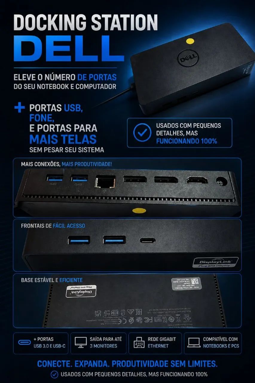 3unid. docking Station dell D6000S  - Foto 2