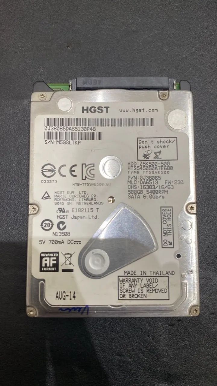 HD de Notebook 500GB SATA 2,5 