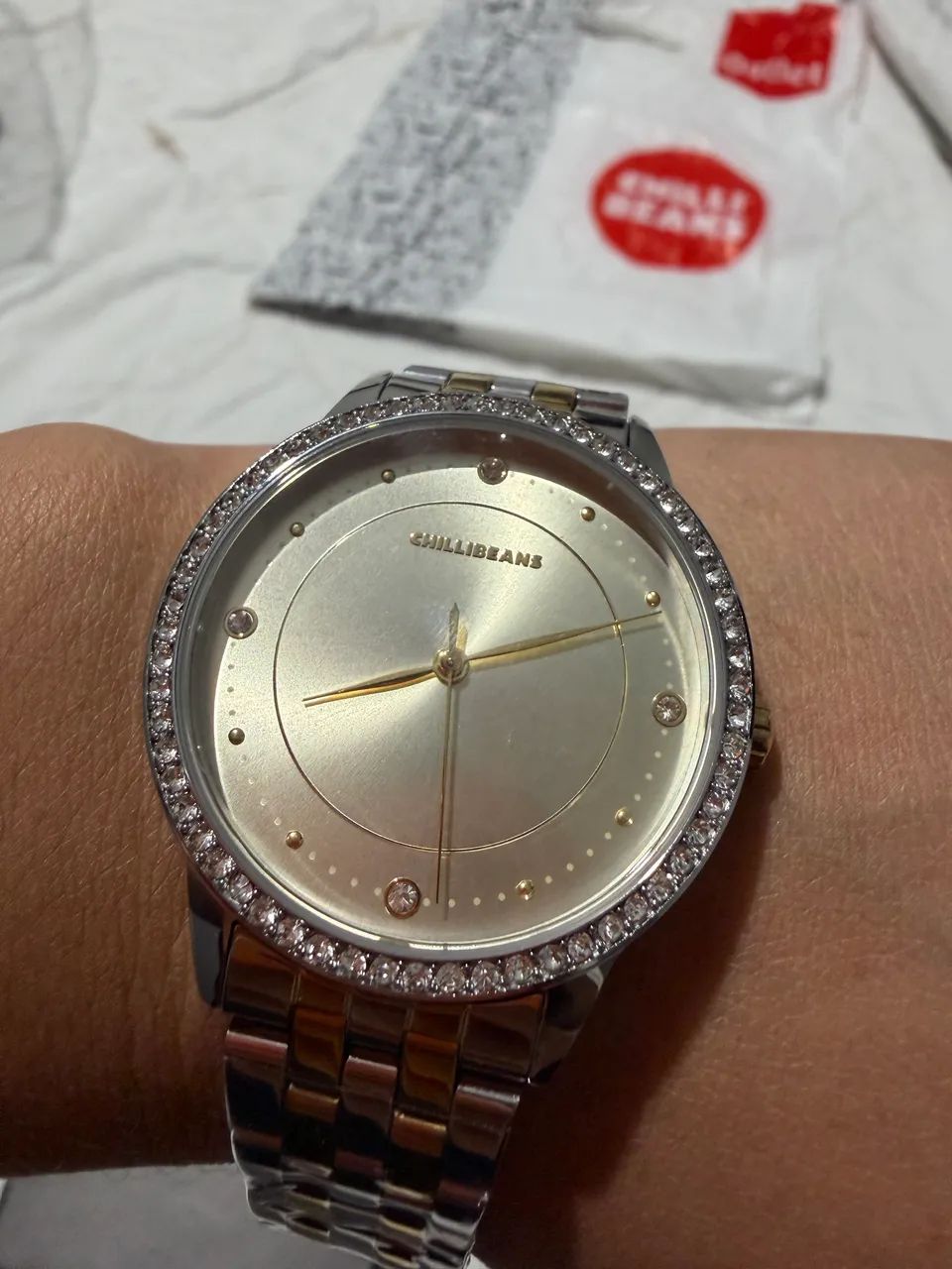 Relógio chilibeans feminino aço com strass - Foto 3