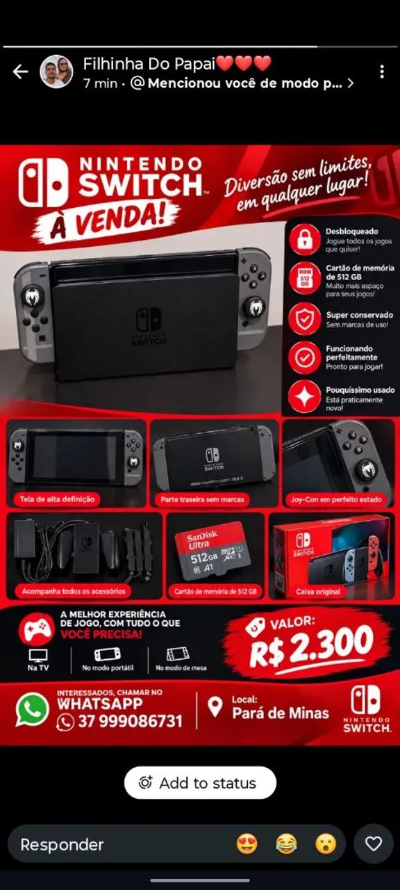 Nintendo Switch 513 Gb desbloqueado 
