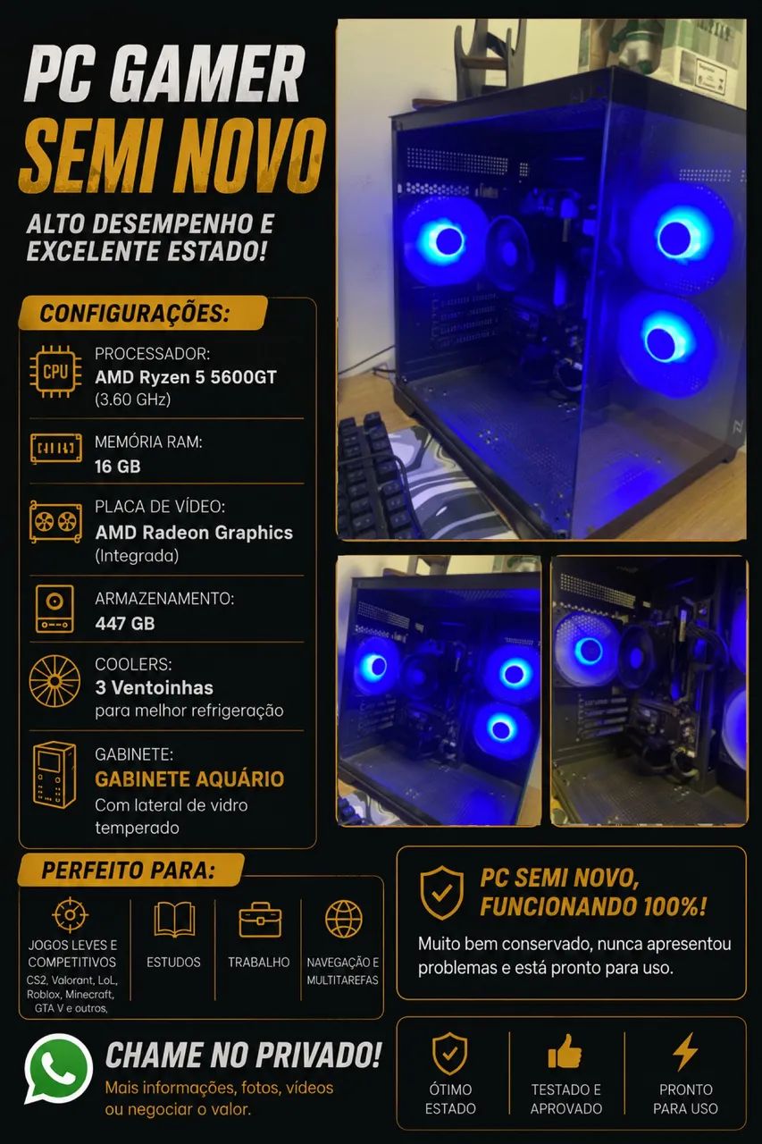 PC Gamer Seminovo - Excelente Estado