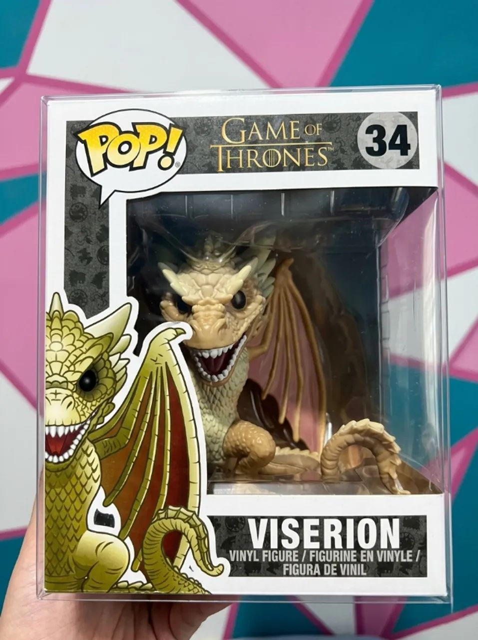 Super Funko Pop Viserion 34 Game of Thrones Com Protetor
