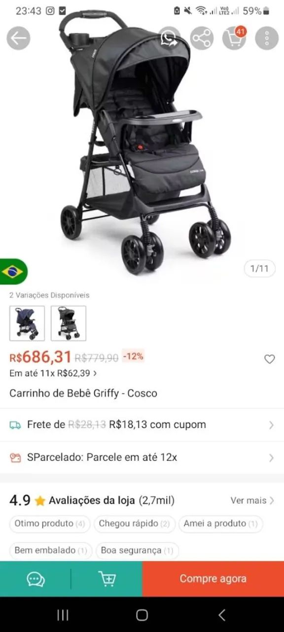 Carrinho de bebê praticamente novo - Foto 4