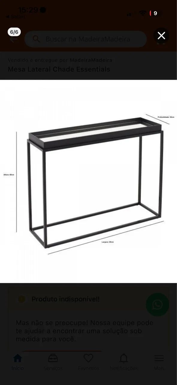 Mesa lateral espelhada