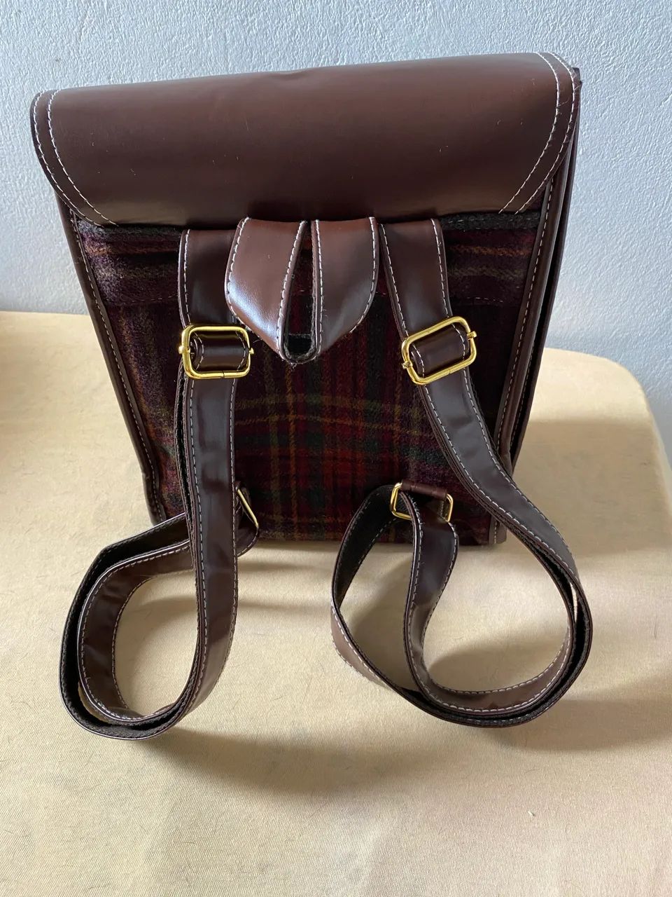 Centro de Estância vendo Mochila estilo inglês de tecido Tartan - Foto 4