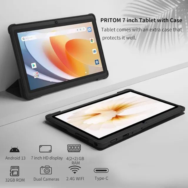 Tablet Profissional Pritom 7 Polegadas 32 Gb Tela Ips Android 13 com Capa Muito Novo - Foto 2