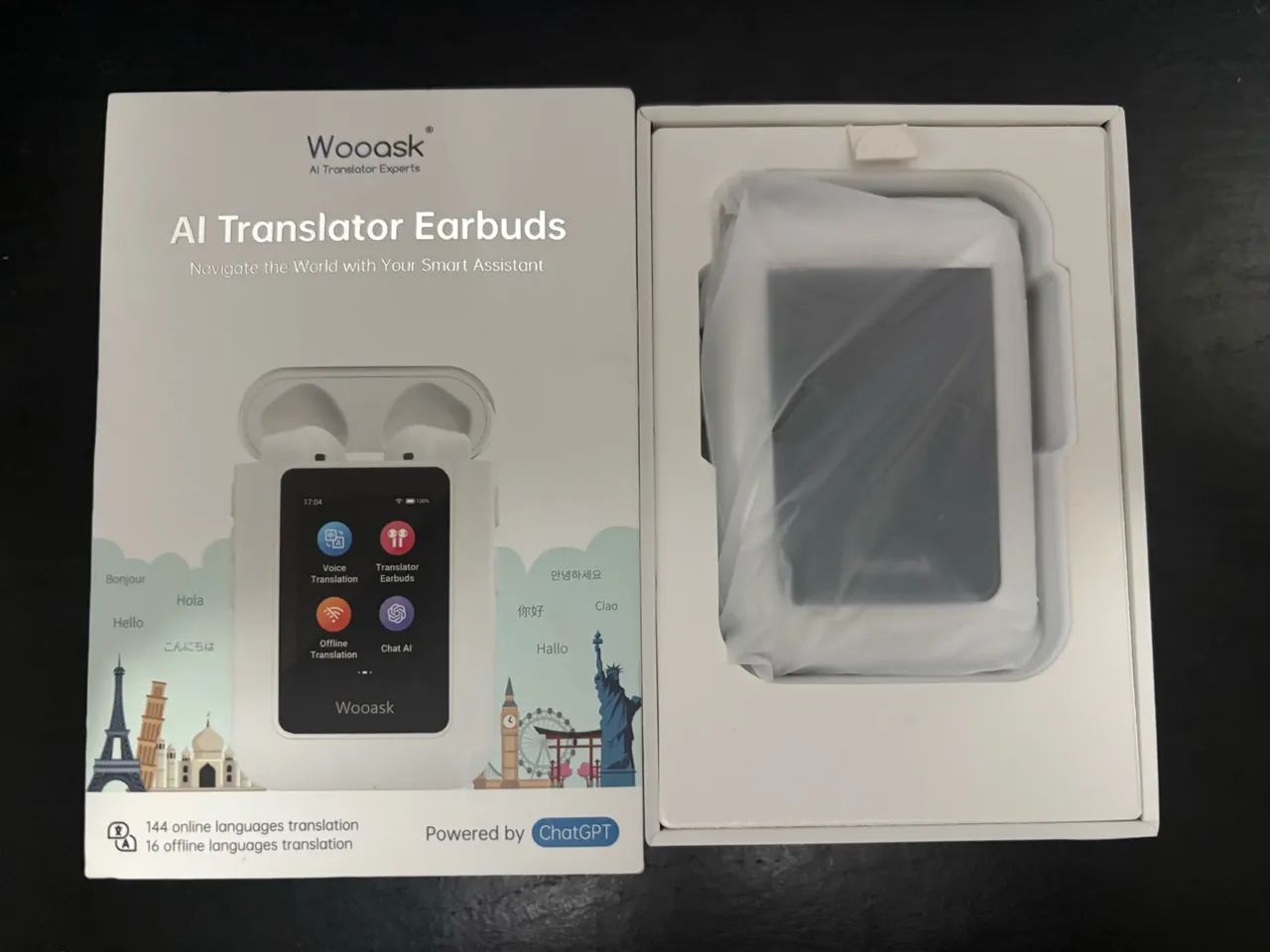 Fone Tradutor com IA Wooask A8 - 144 Idiomas - Tela Touch